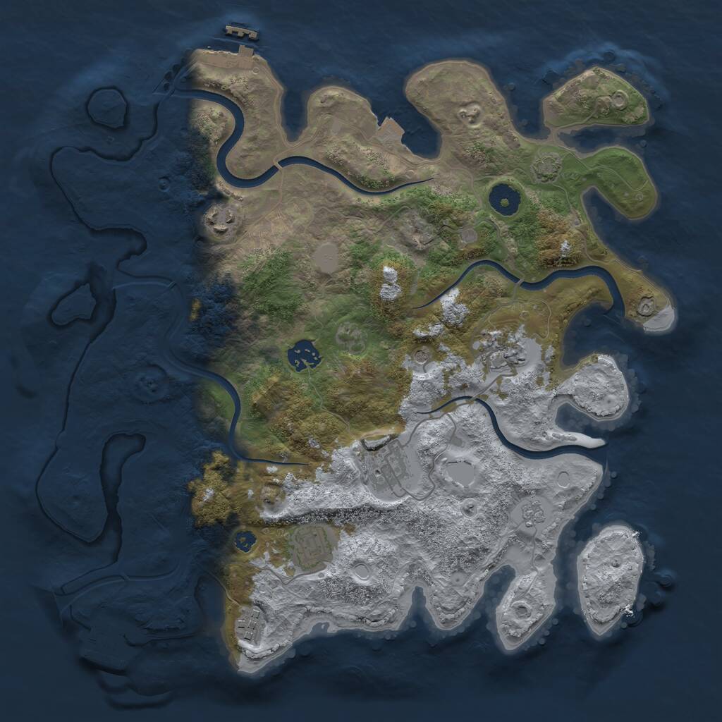 Rust Map: Procedural Map, Size: 3500, Seed: 1105600223, 12 Monuments