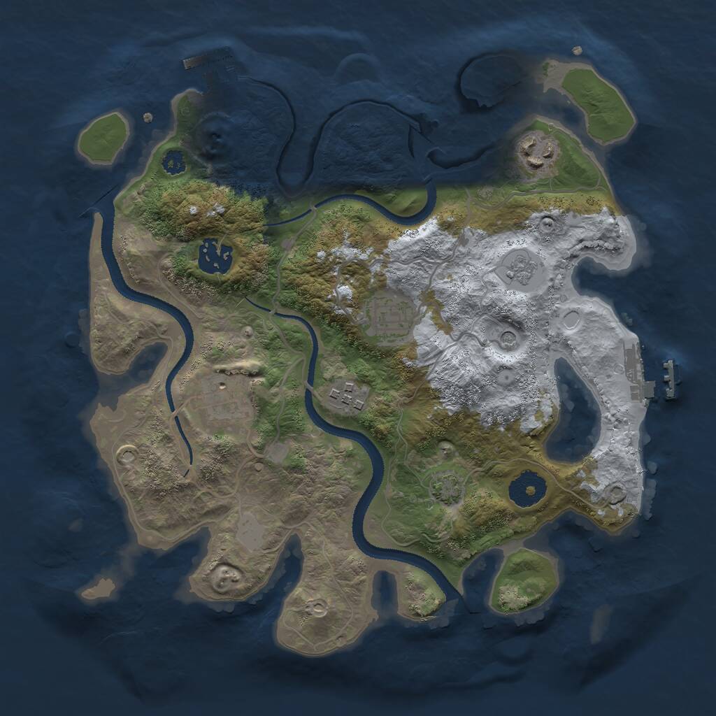 Rust Map: Procedural Map, Size: 3000, Seed: 1831440787, 11 Monuments