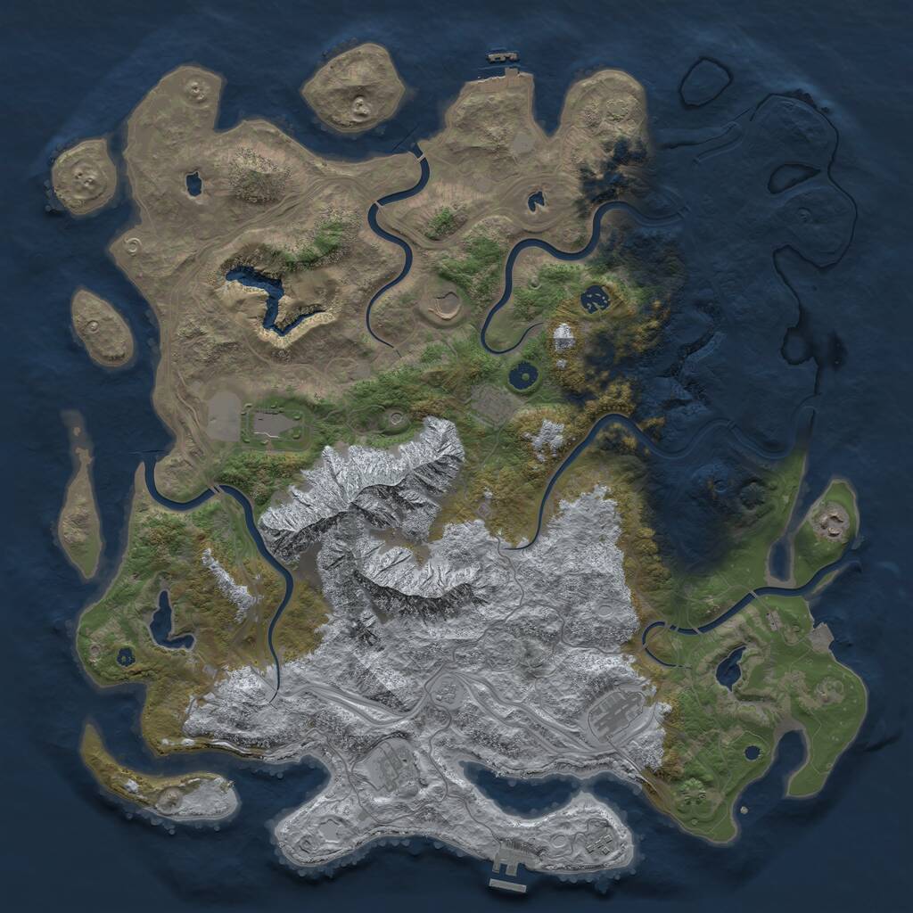 Rust Map: Procedural Map, Size: 5000, Seed: 7680562, 14 Monuments