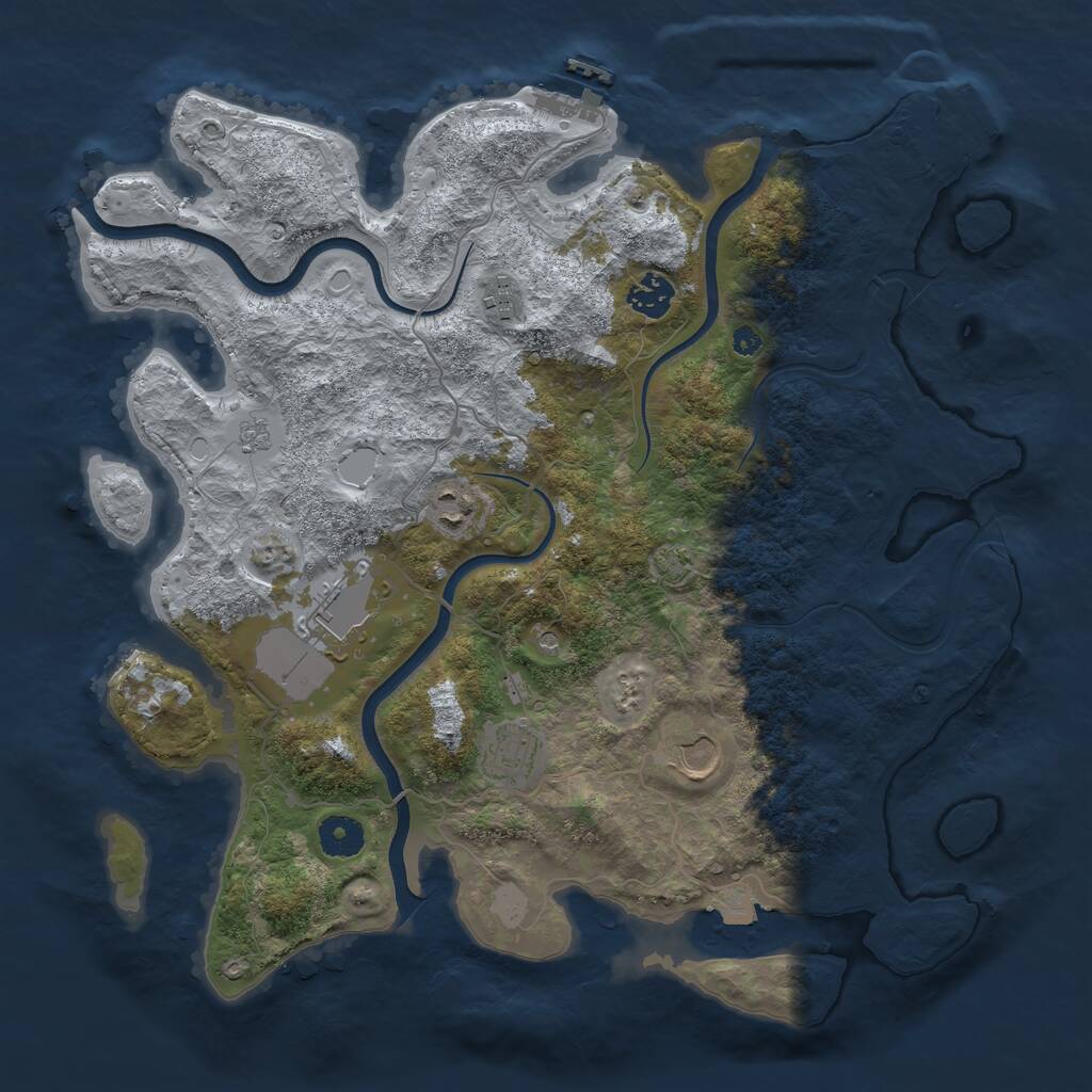Rust Map: Procedural Map, Size: 3750, Seed: 1835984409, 12 Monuments