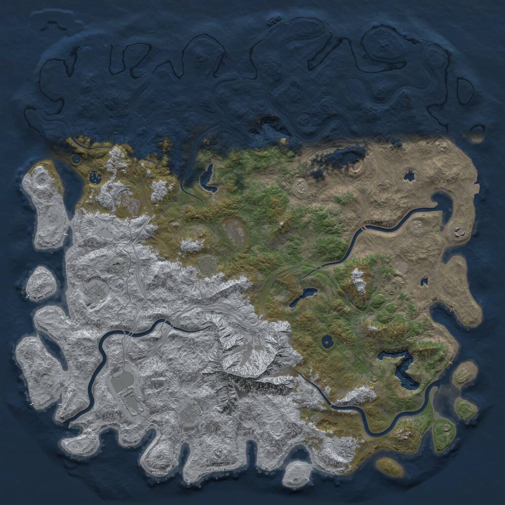 Rust Map: Procedural Map, Size: 6000, Seed: 2895167, 17 Monuments
