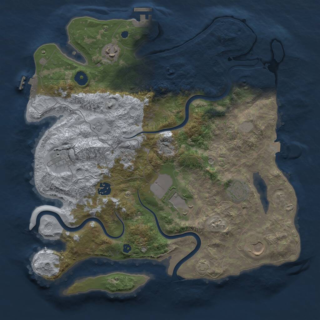 Rust Map: Procedural Map, Size: 3600, Seed: 1525, 13 Monuments