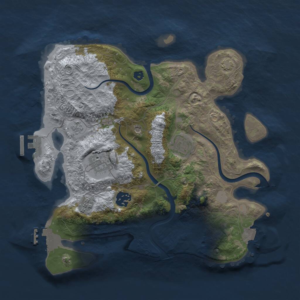 Rust Map: Procedural Map, Size: 3000, Seed: 29269, 10 Monuments