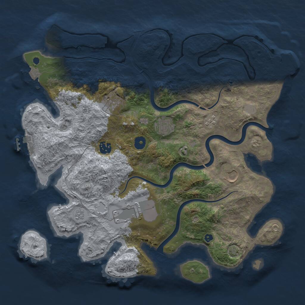 Rust Map: Procedural Map, Size: 3700, Seed: 60000, 12 Monuments