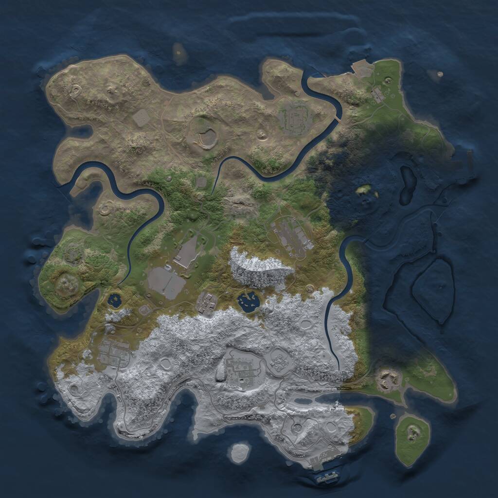 Rust Map: Procedural Map, Size: 3600, Seed: 249239, 15 Monuments