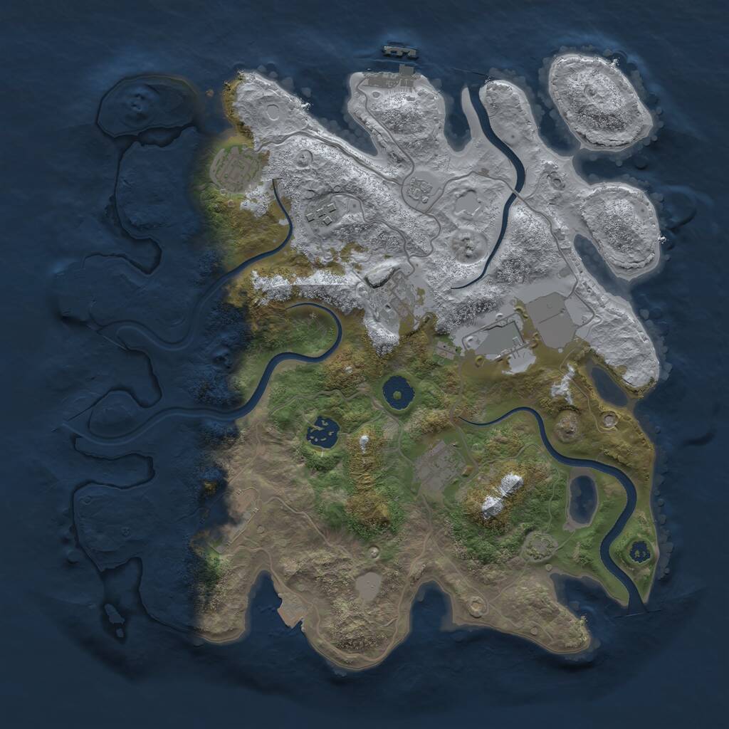 Rust Map: Procedural Map, Size: 3500, Seed: 719865455, 12 Monuments