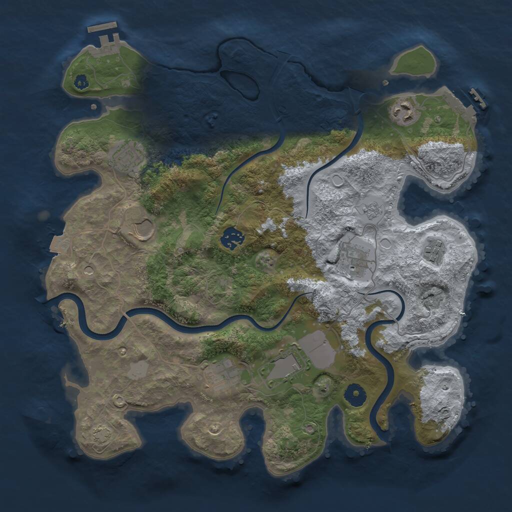 Rust Map: Procedural Map, Size: 3500, Seed: 492198160, 14 Monuments