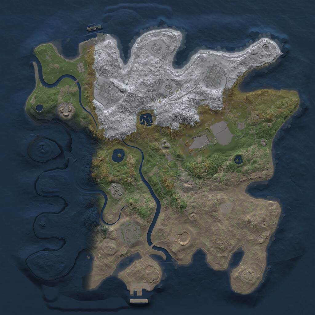 Rust Map: Procedural Map, Size: 3500, Seed: 2069410012, 14 Monuments