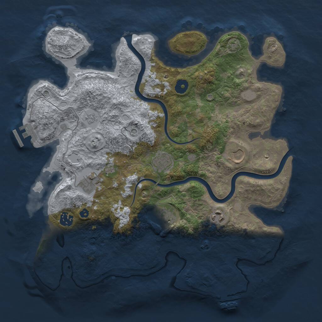 Rust Map: Procedural Map, Size: 3500, Seed: 560296526, 12 Monuments