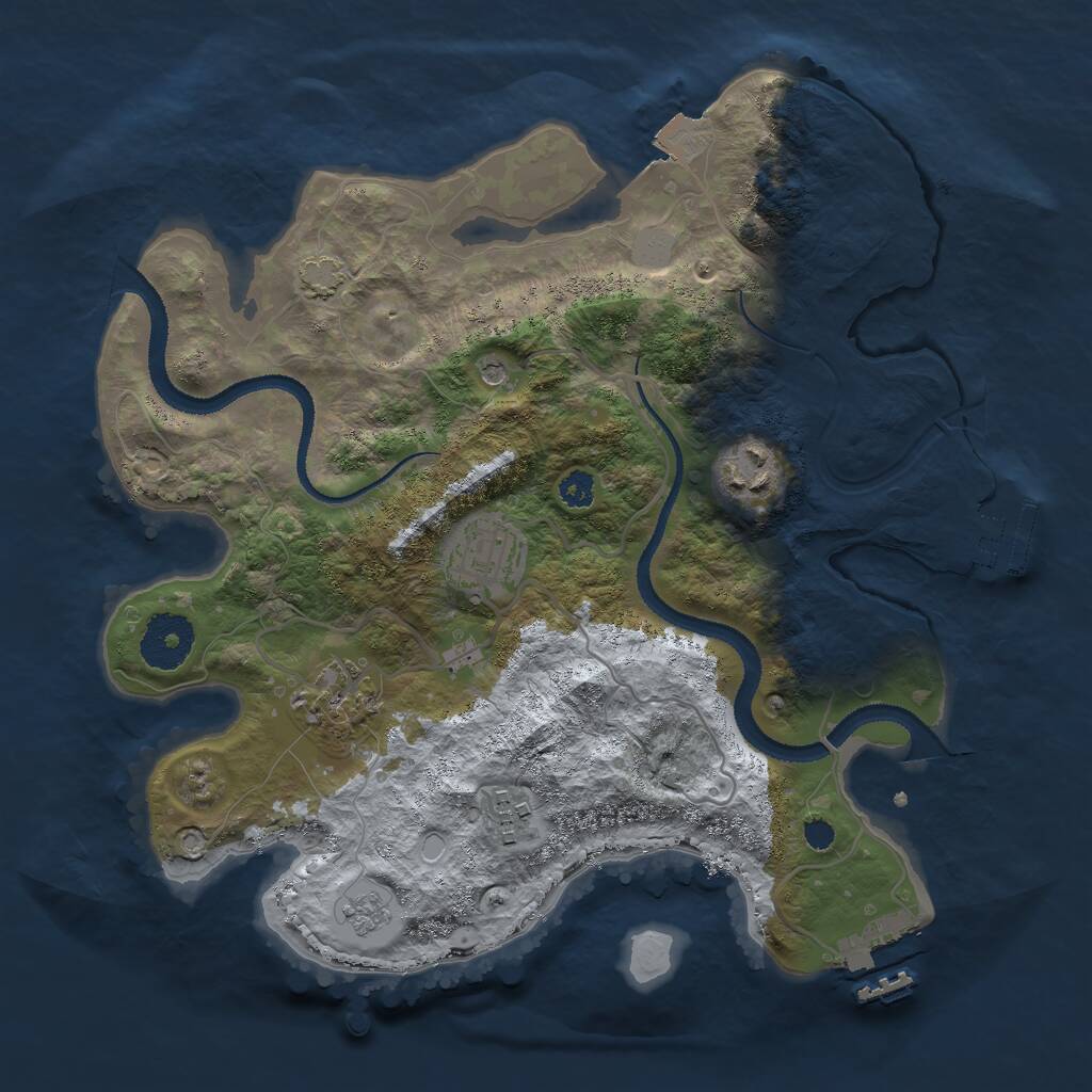 Rust Map: Procedural Map, Size: 3000, Seed: 13684, 10 Monuments