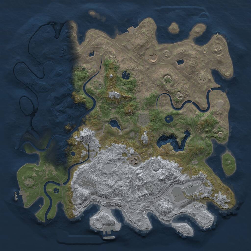 Rust Map: Procedural Map, Size: 4500, Seed: 676483008, 13 Monuments