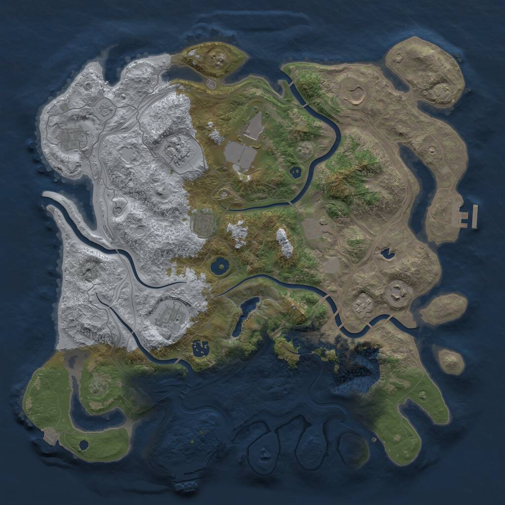 Rust Map: Procedural Map, Size: 4250, Seed: 22400, 16 Monuments