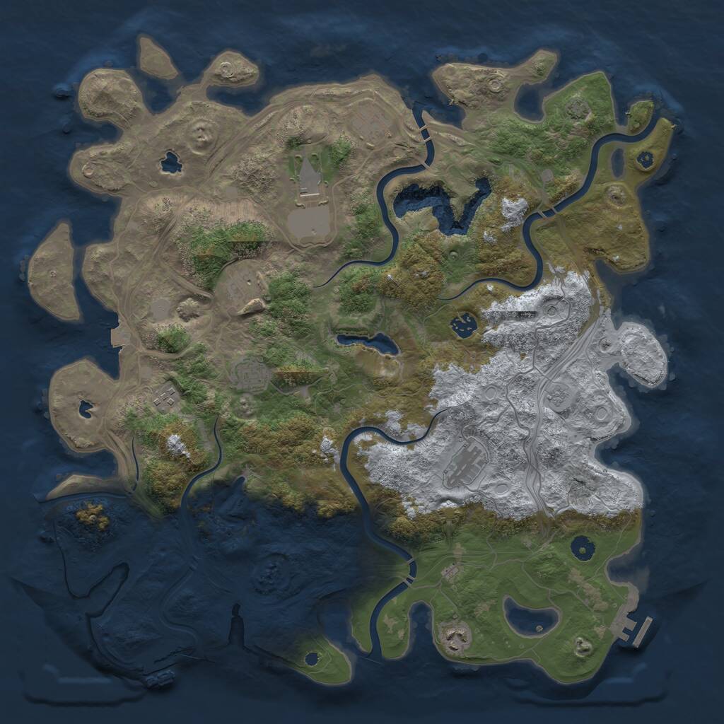 Rust Map: Procedural Map, Size: 4500, Seed: 1786331750, 14 Monuments