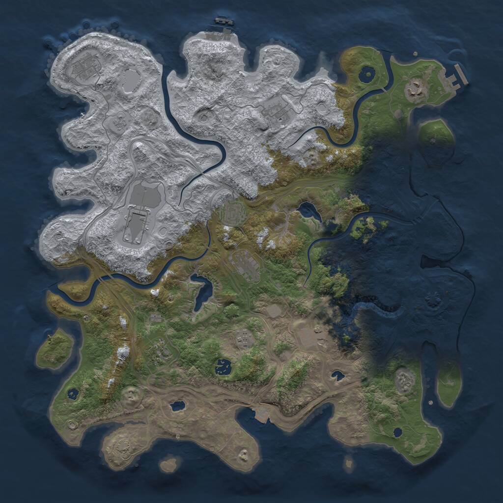 Rust Map: Procedural Map, Size: 4500, Seed: 1377226675, 16 Monuments