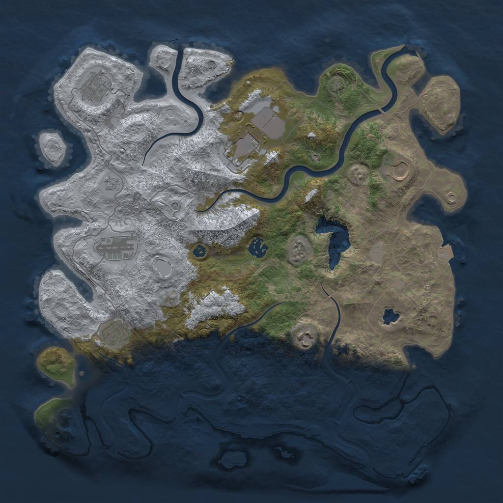 Rust Map: Procedural Map, Size: 4000, Seed: 888800, 13 Monuments