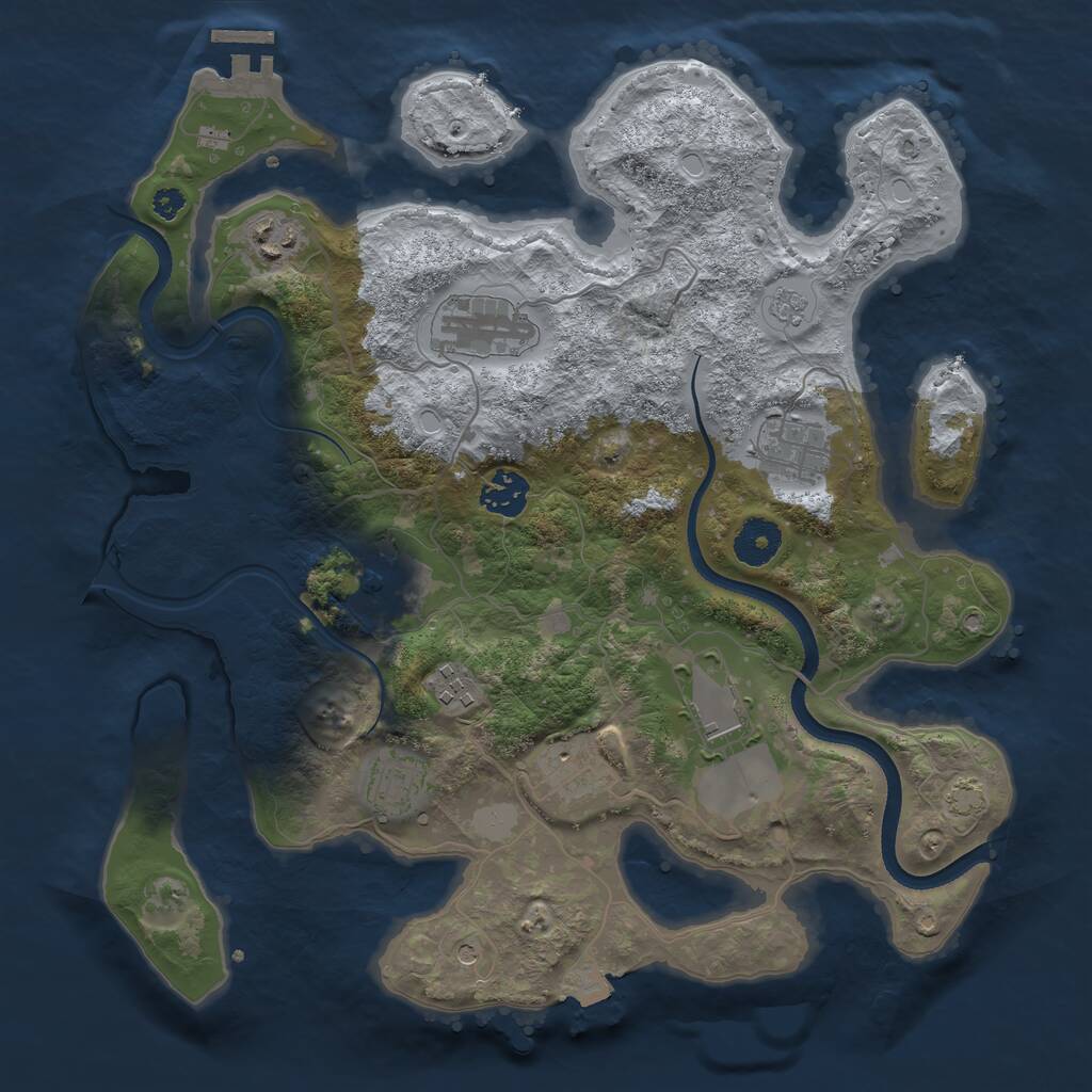 Rust Map: Procedural Map, Size: 3500, Seed: 9828559, 14 Monuments