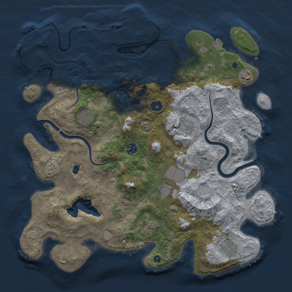 Rust Map: Procedural Map, Size: 4000, Seed: 7362, 13 Monuments