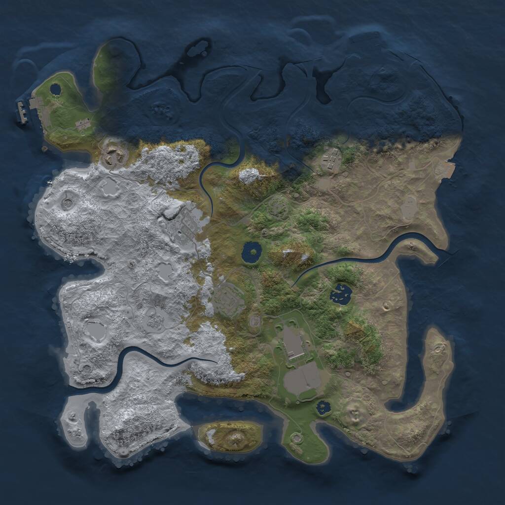 Rust Map: Procedural Map, Size: 3600, Seed: 37559948, 12 Monuments