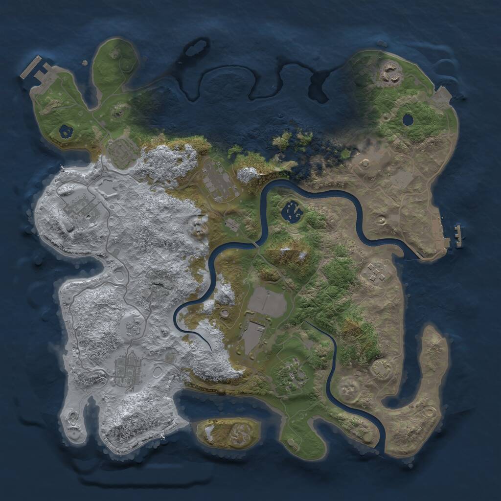 Rust Map: Procedural Map, Size: 3600, Seed: 37559948, 16 Monuments