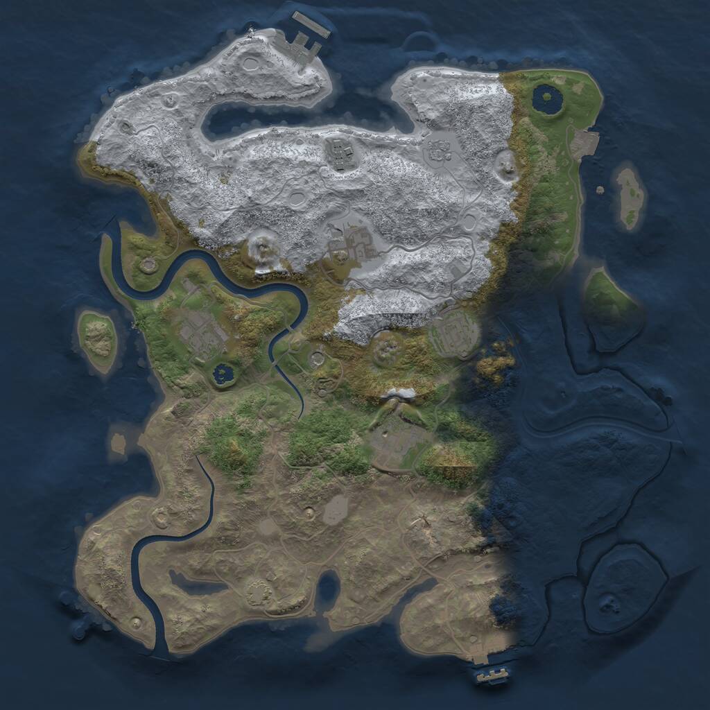 Rust Map: Procedural Map, Size: 3500, Seed: 1012688589, 11 Monuments