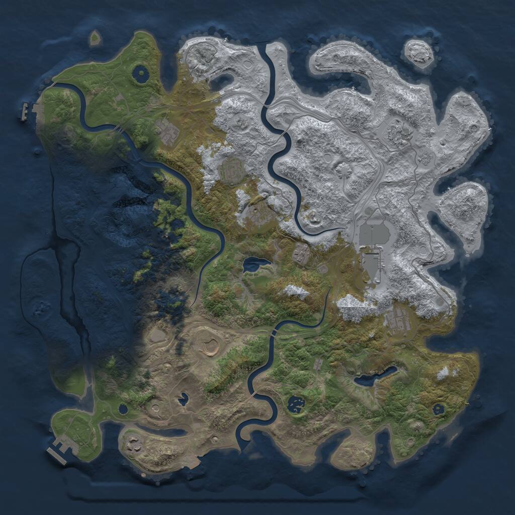 Rust Map: Procedural Map, Size: 4500, Seed: 239264345, 16 Monuments