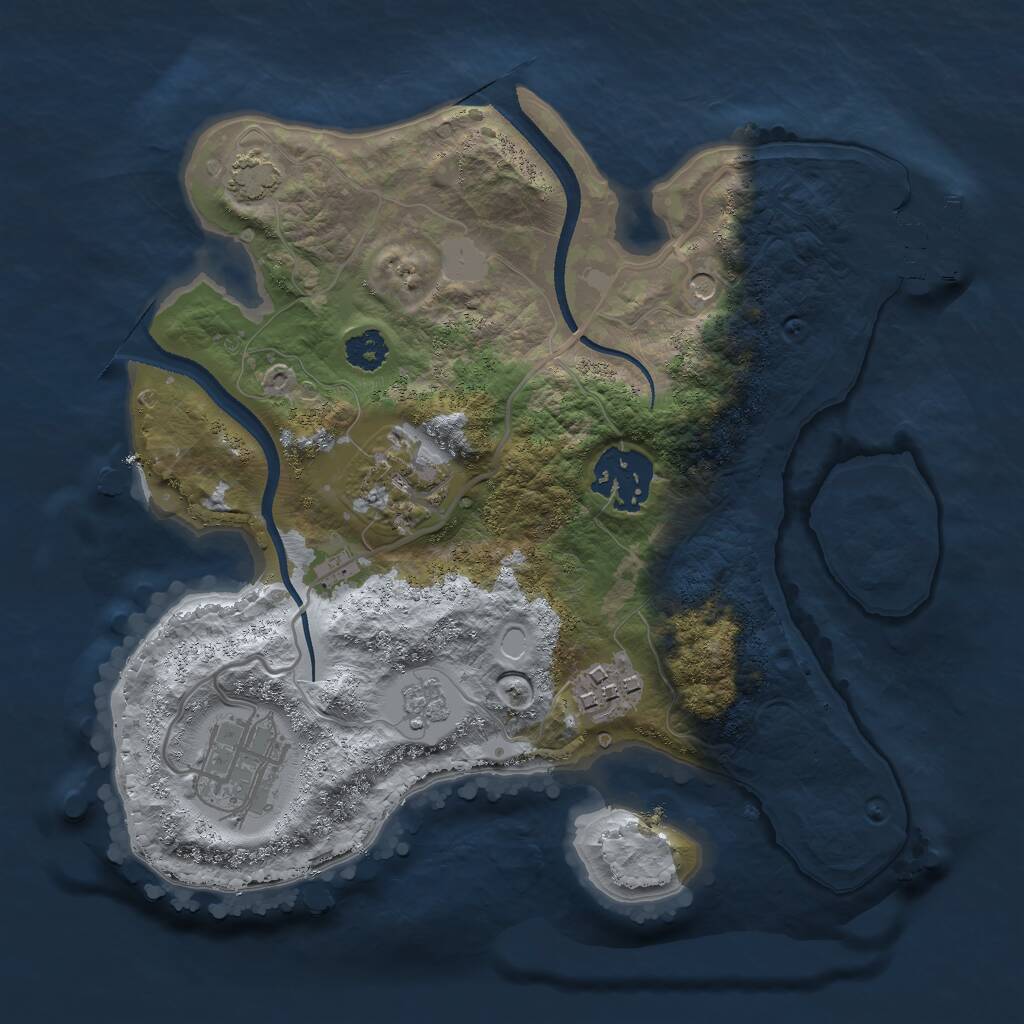 Rust Map: Procedural Map, Size: 2500, Seed: 313131231, 9 Monuments