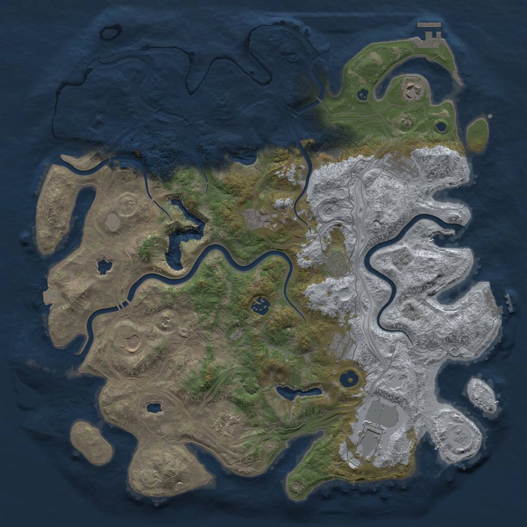 Rust Map: Procedural Map, Size: 4500, Seed: 1908418609, 16 Monuments