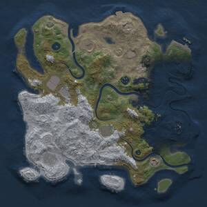 Thumbnail Rust Map: Procedural Map, Size: 3750, Seed: 1696206858, 14 Monuments