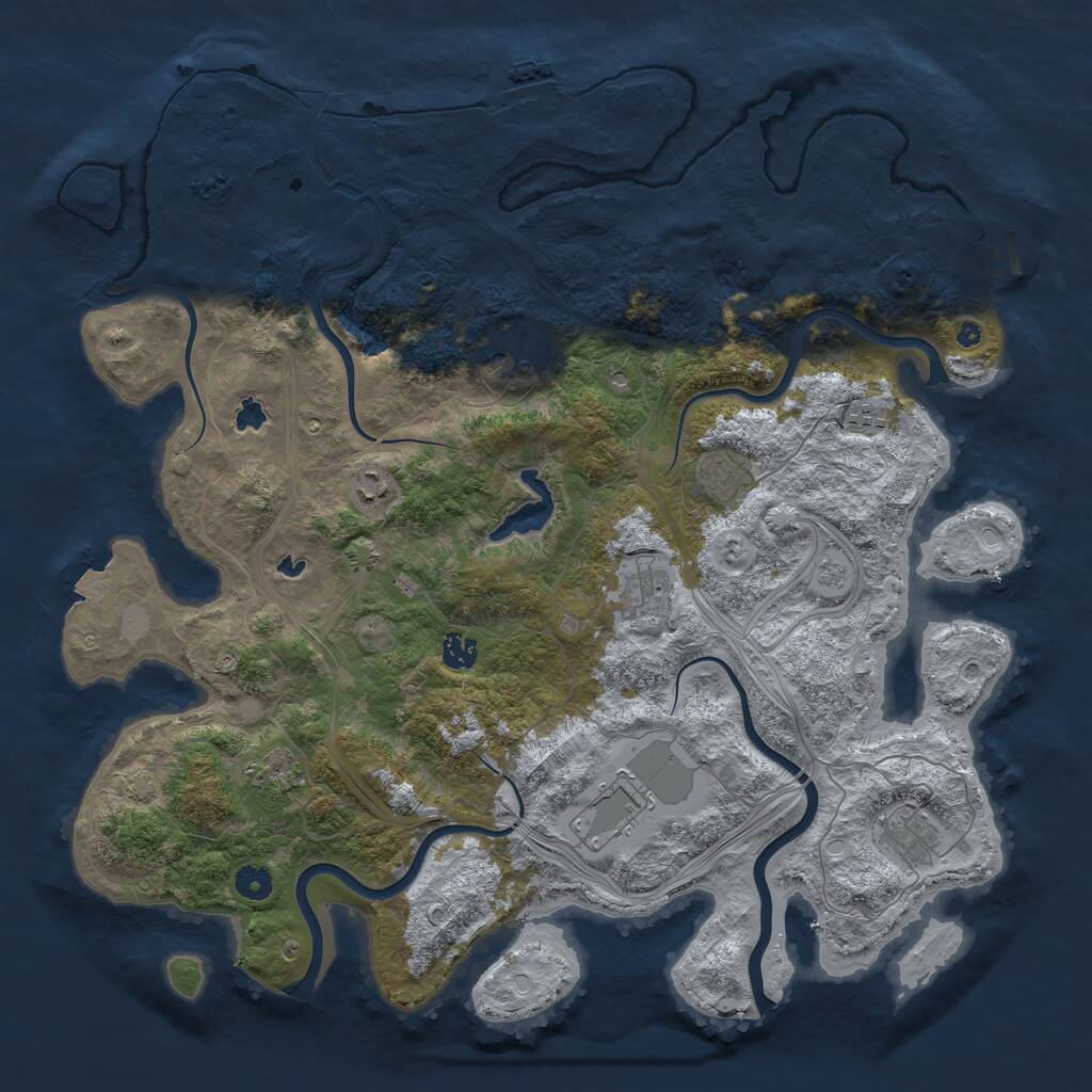Rust Map: Procedural Map, Size: 4500, Seed: 1350593132, 15 Monuments