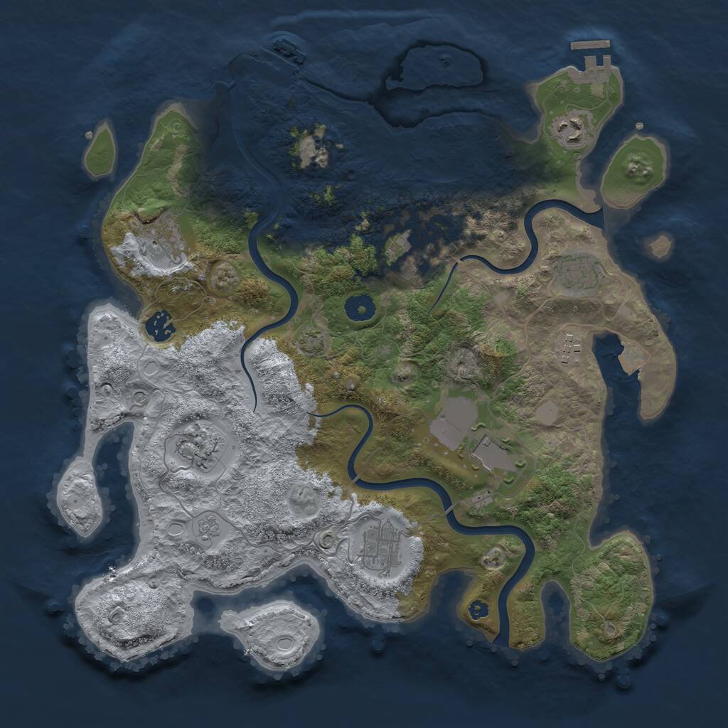 Rust Map: Procedural Map, Size: 3750, Seed: 603470687, 15 Monuments