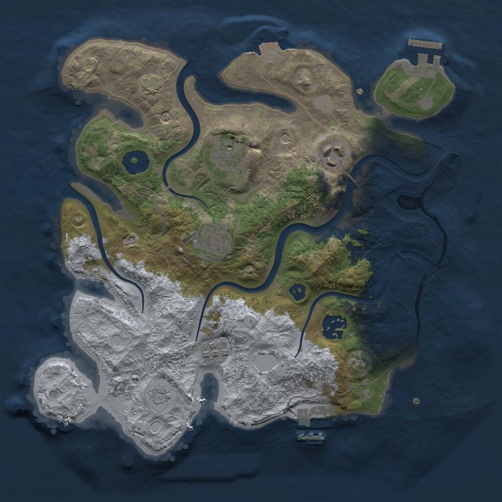 Rust Map: Procedural Map, Size: 3000, Seed: 20574, 11 Monuments