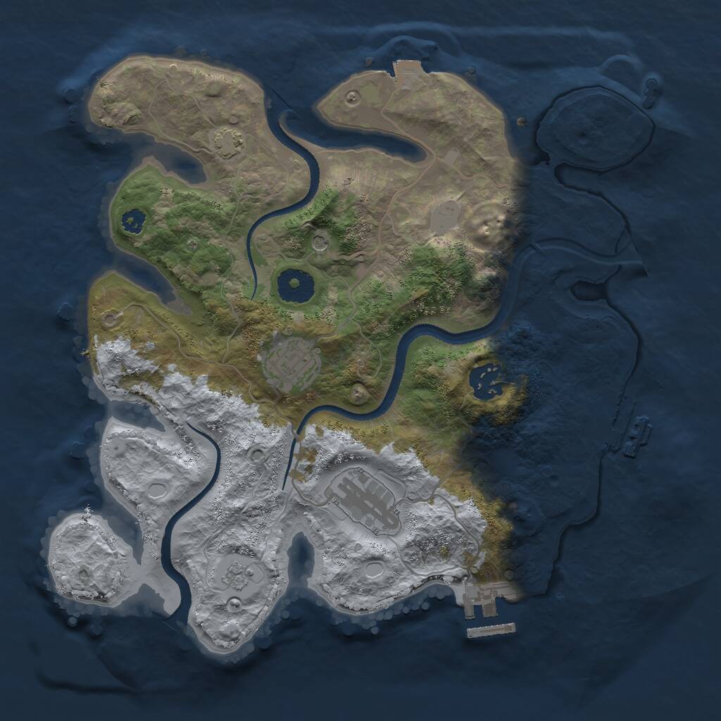 Rust Map: Procedural Map, Size: 3000, Seed: 20574, 9 Monuments