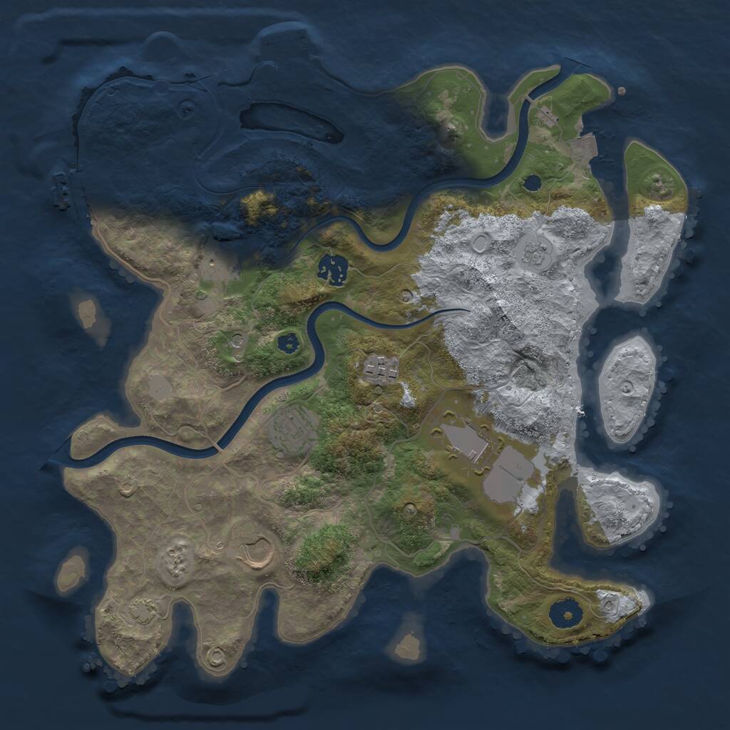 Rust Map: Procedural Map, Size: 3500, Seed: 402623015, 12 Monuments