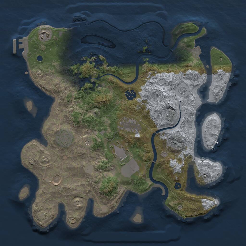 Rust Map: Procedural Map, Size: 3500, Seed: 402623015, 13 Monuments