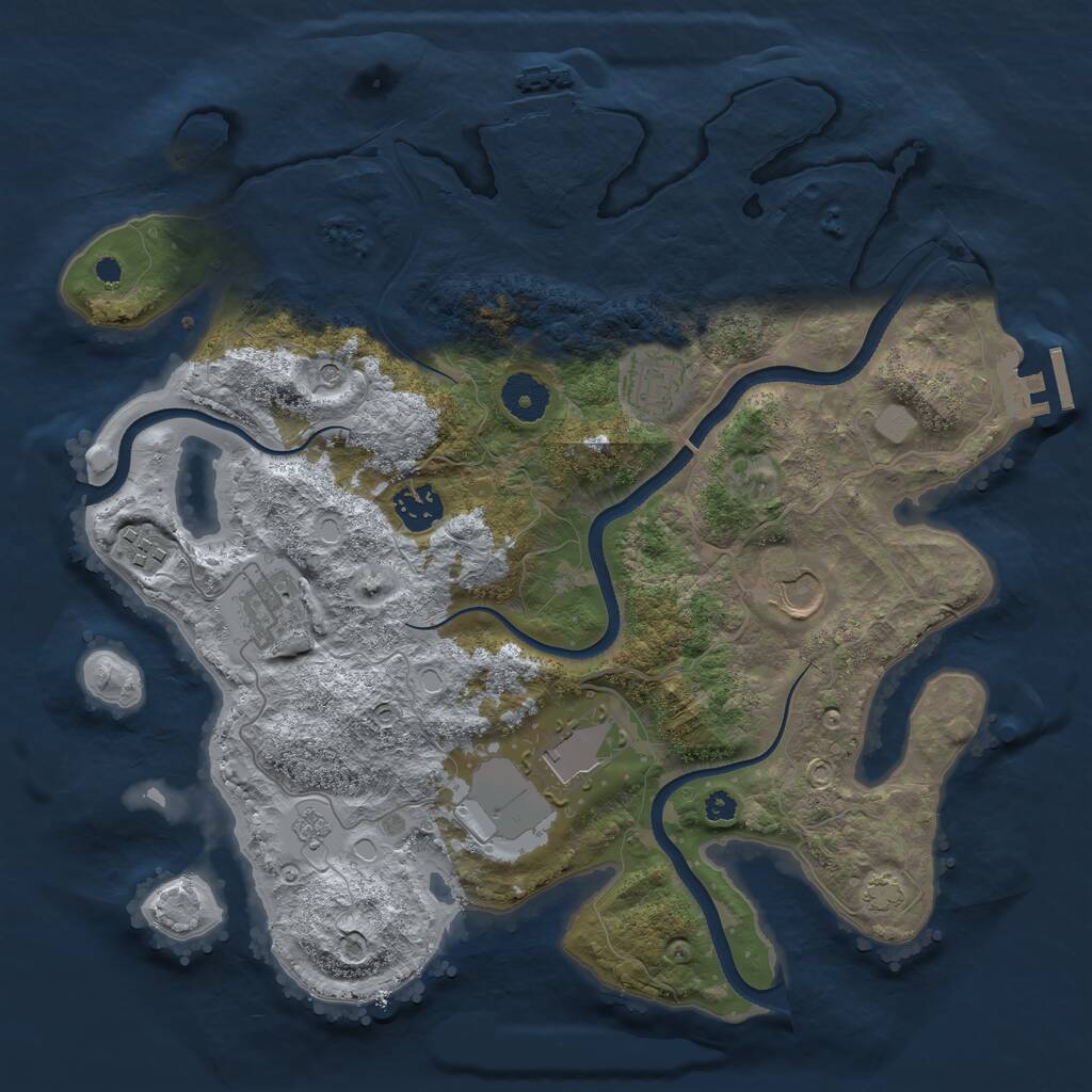 Rust Map: Procedural Map, Size: 3500, Seed: 622626432, 12 Monuments