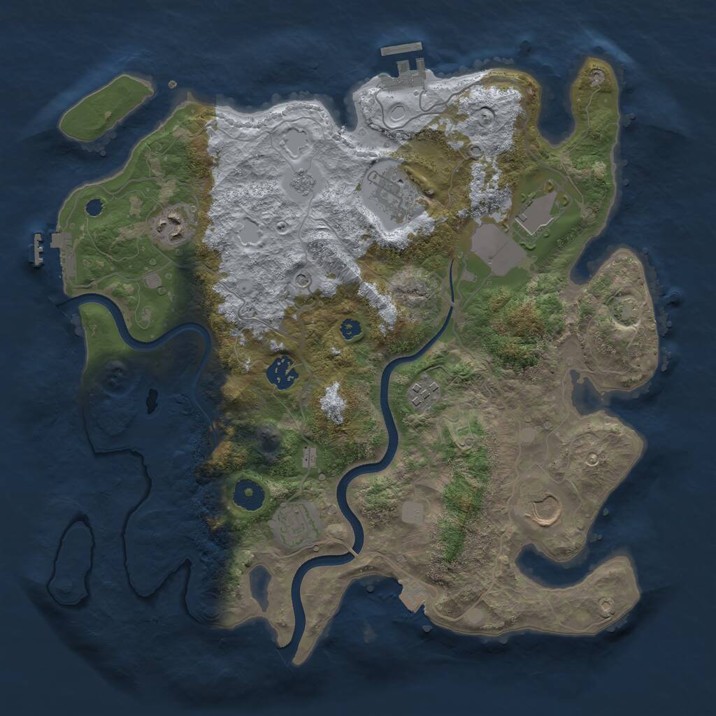 Rust Map: Procedural Map, Size: 3500, Seed: 1400722, 13 Monuments