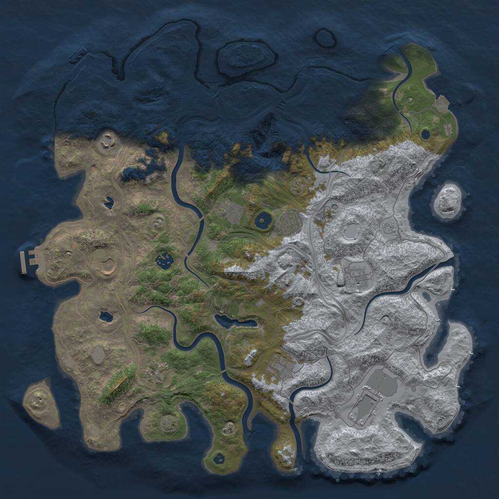 Rust Map: Procedural Map, Size: 4500, Seed: 1805351585, 16 Monuments