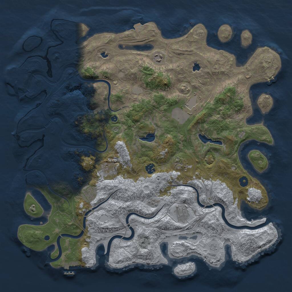 Rust Map: Procedural Map, Size: 4500, Seed: 5027, 14 Monuments
