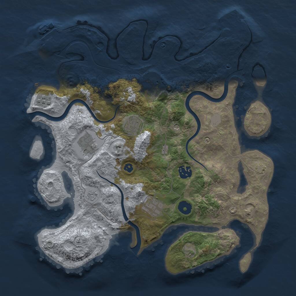 Rust Map: Procedural Map, Size: 3300, Seed: 1953944754, 12 Monuments