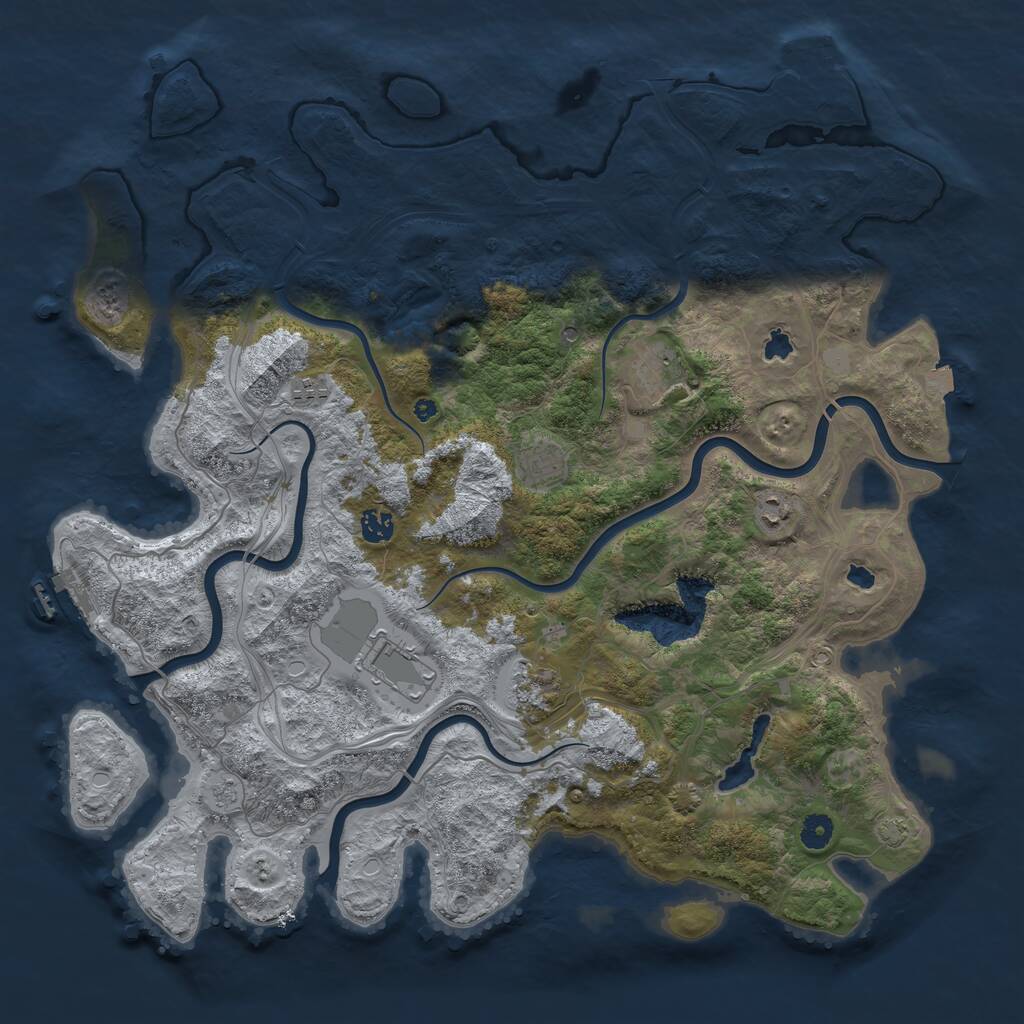 Rust Map: Procedural Map, Size: 4500, Seed: 1299392636, 13 Monuments