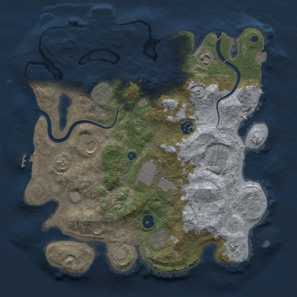 Rust Map: Procedural Map, Size: 3500, Seed: 743207953, 14 Monuments