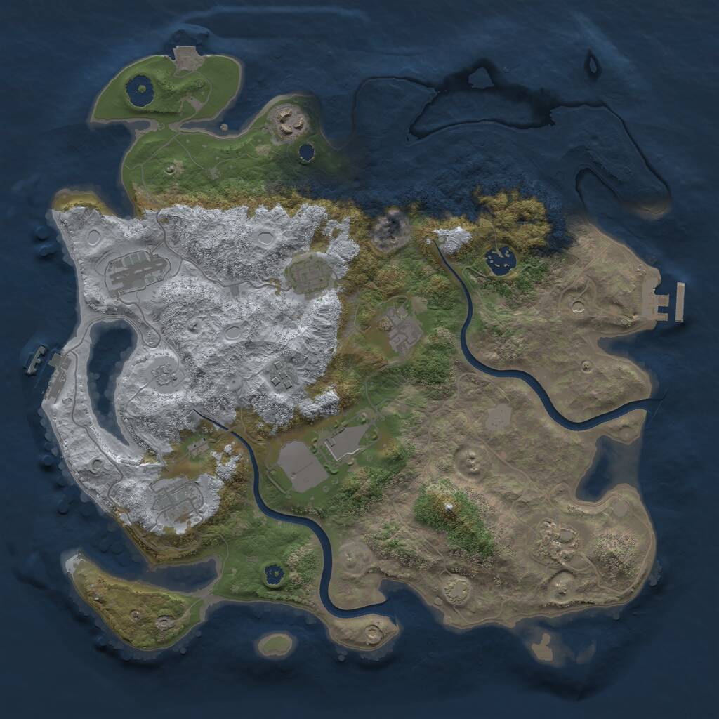 Rust Map: Procedural Map, Size: 3700, Seed: 1955585135, 15 Monuments