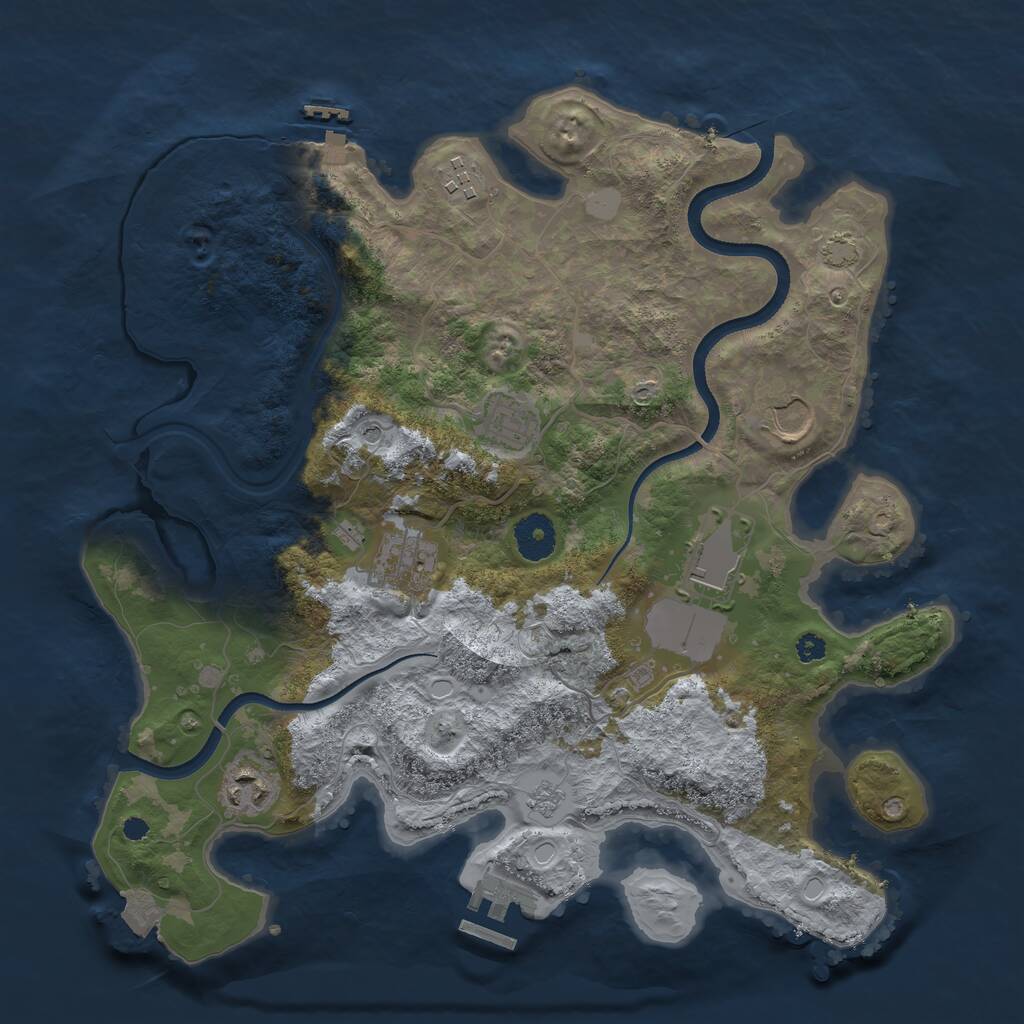 Rust Map: Procedural Map, Size: 3500, Seed: 1647109, 12 Monuments
