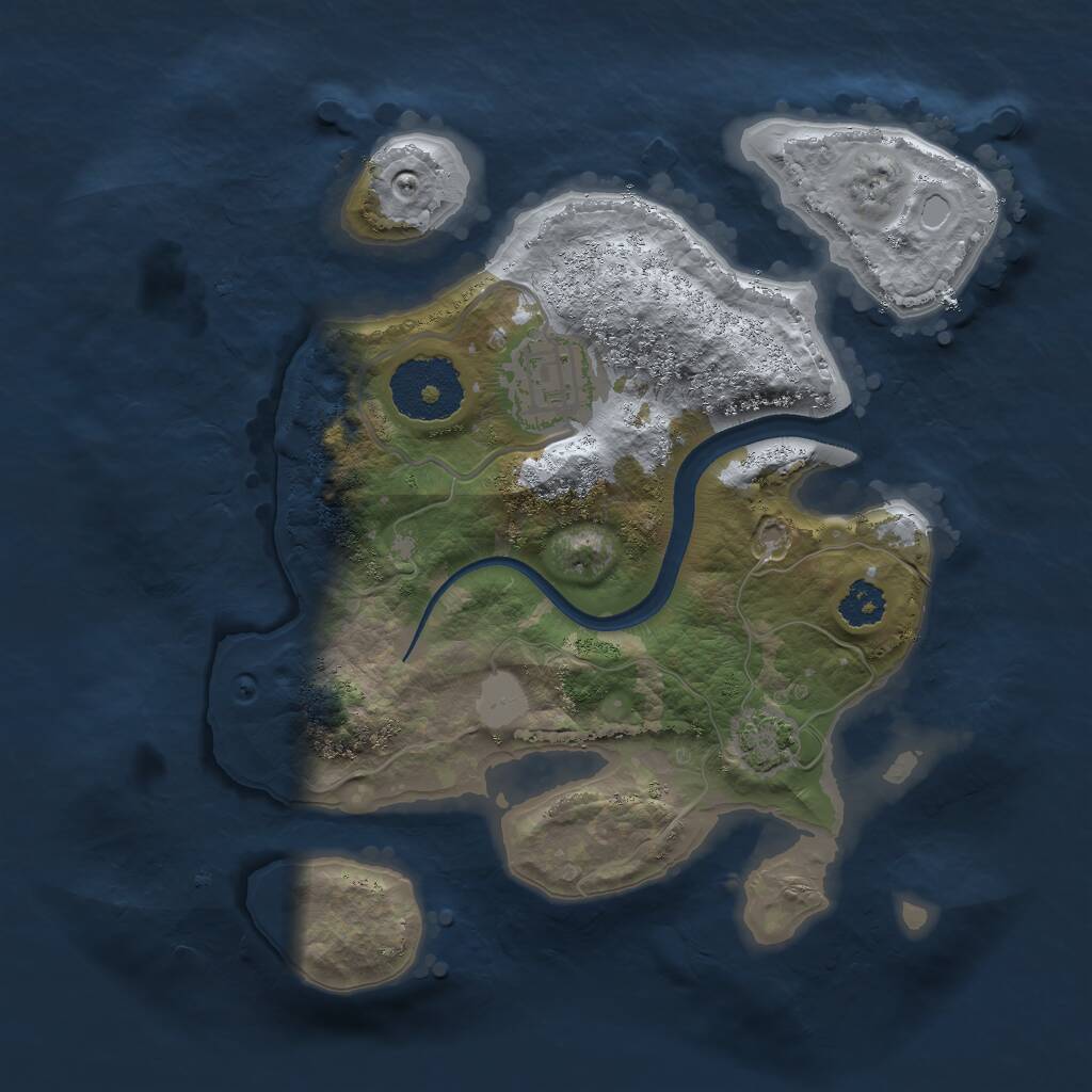Rust Map: Procedural Map, Size: 2400, Seed: 989903689, 3 Monuments
