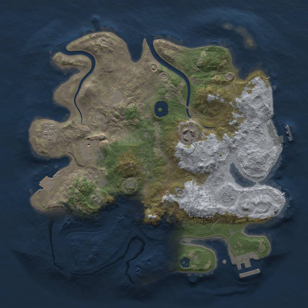 Rust Map: Procedural Map, Size: 3000, Seed: 32537, 9 Monuments