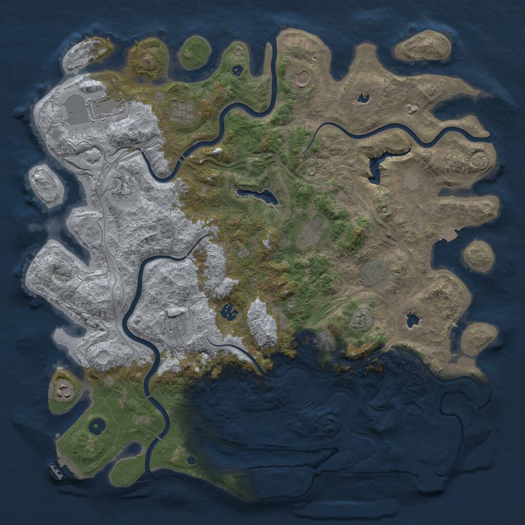 Rust Map: Procedural Map, Size: 4800, Seed: 999003472, 17 Monuments