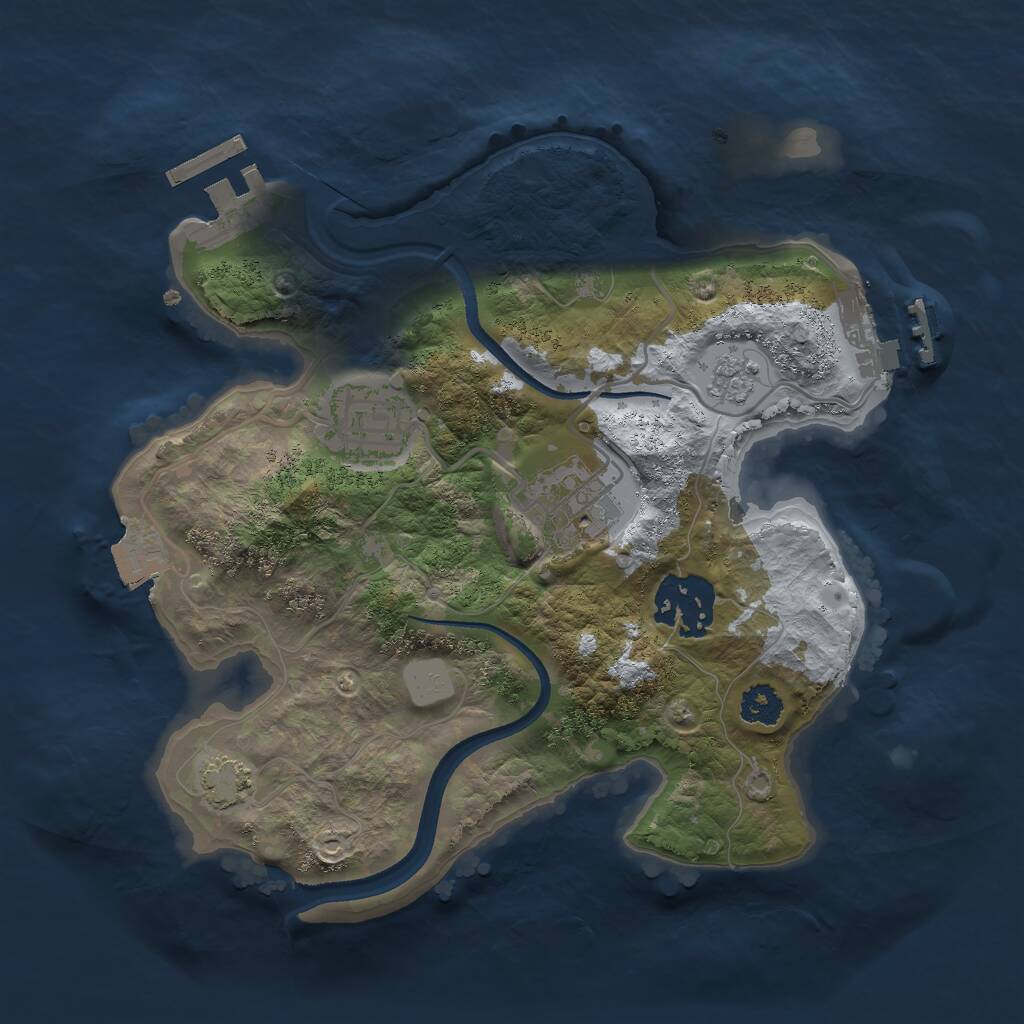Rust Map: Procedural Map, Size: 2450, Seed: 1445896837, 8 Monuments