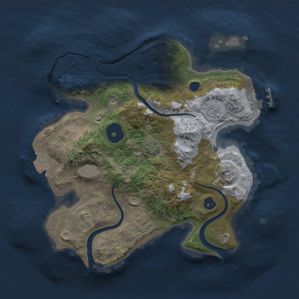 Rust Map: Procedural Map, Size: 2450, Seed: 1445896837, 5 Monuments