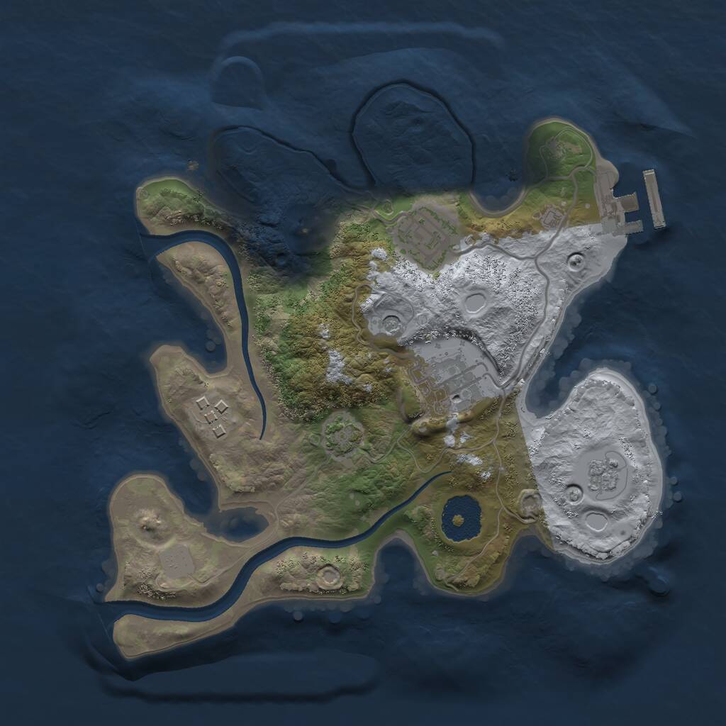 Rust Map: Procedural Map, Size: 2500, Seed: 1917001520, 8 Monuments