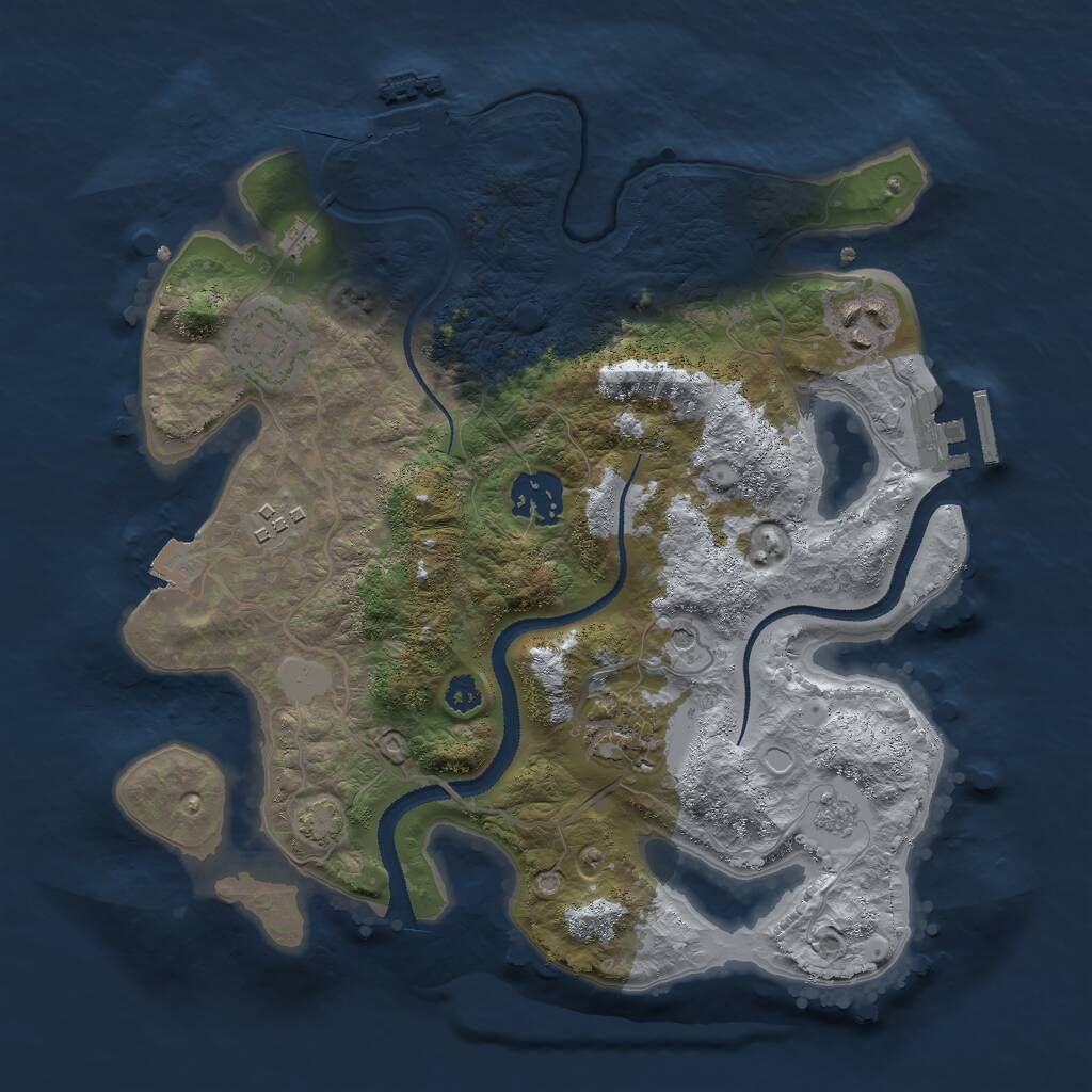 Rust Map: Procedural Map, Size: 3000, Seed: 1054540423, 11 Monuments
